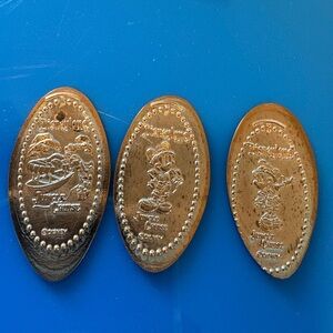 Set of 3 Disneyland Adventureland Pressed Pennies.